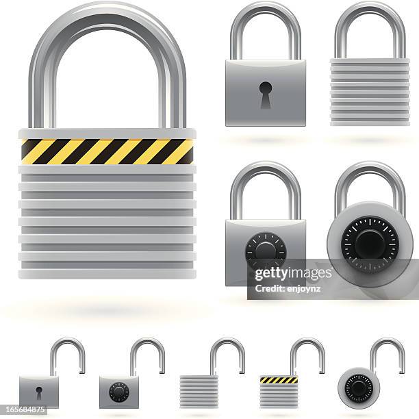 Premium Vector  Silver lock and keys set. padlock set with keys. set of locks  with keys.