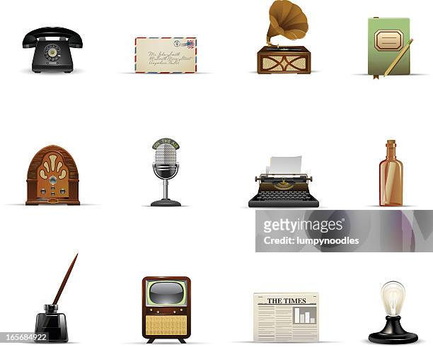 vintage communication and media - gramophone stock illustrations
