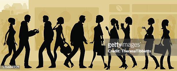 urban people silhouette - coffee city stock illustrations