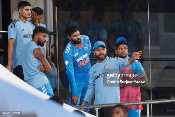 Rohit Sharma captain of India with teammeat during the Asia Cup Super Four match between India and Pakistan at R. Premadasa Stadium on September 10,...