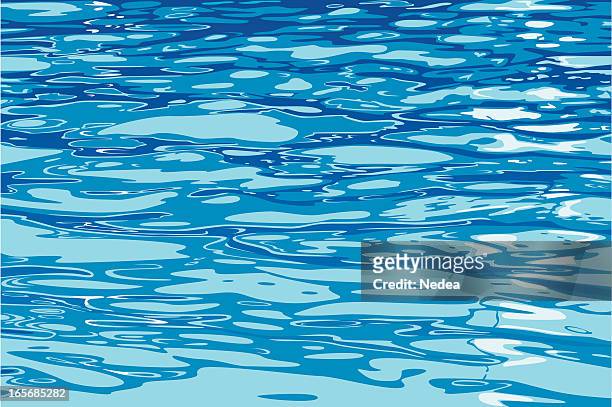 illustrazioni stock, clip art, cartoni animati e icone di tendenza di superficie dell'acqua vettoriale sfondo di pittura - acqua