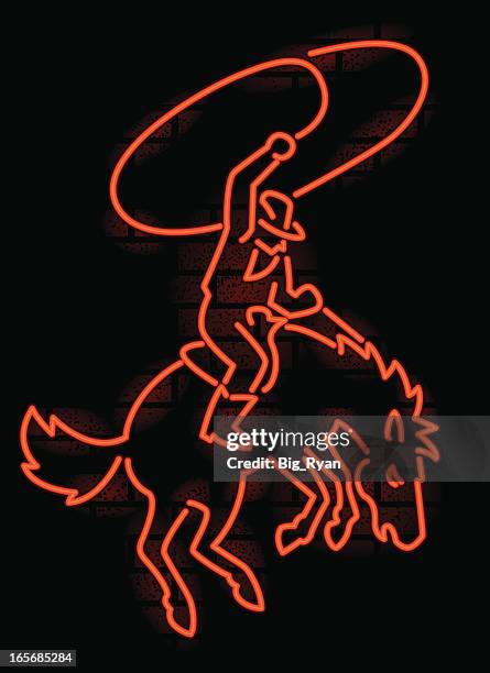 neon-cowboy - auf den hinterbeinen stock-grafiken, -clipart, -cartoons und -symbole