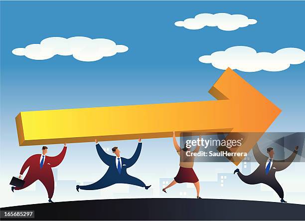 teamwork with same goals - different professions stock illustrations