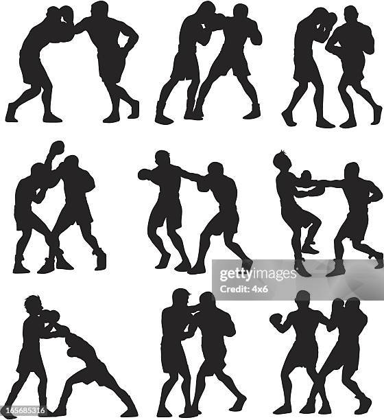 boxers in action - boxer stock illustrations