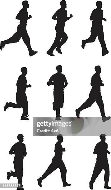 men jogging - workout routine stock illustrations