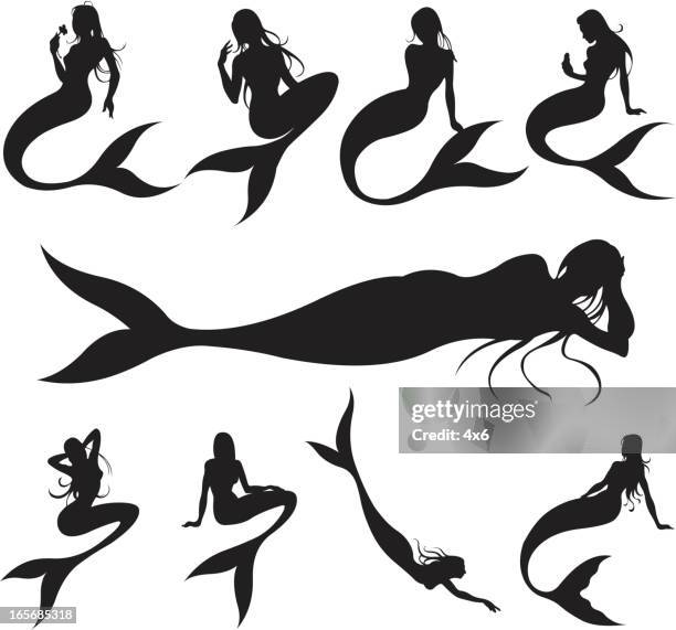 meerjungfrauen - meerjungfrau stock-grafiken, -clipart, -cartoons und -symbole