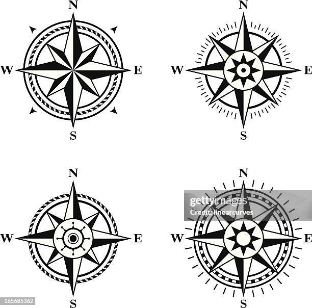 compass roses - compass rose stock illustrations