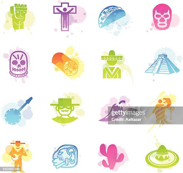 stains icons - mexico - inca musical instrument stock illustrations