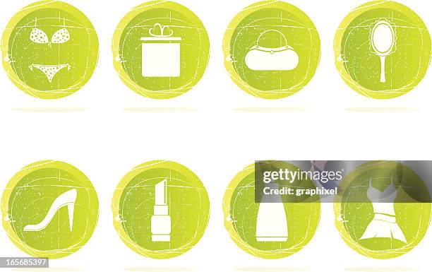 grunge woman accessiories icons - makeup smear stock illustrations