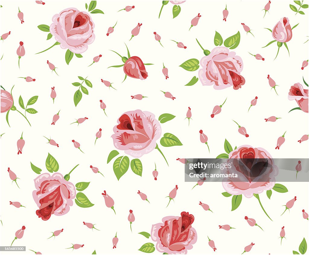 Seamless pattern with romantic roses