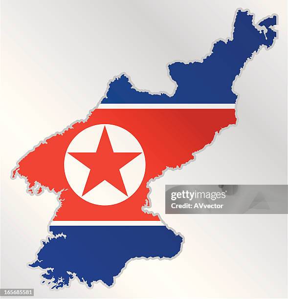 the country of north korea with their flag - 韓国文化 幅插畫檔、美工圖案、卡通及圖標