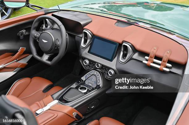 The interior of a Aston Martin DBR22 is displayed during the Salon Privé 2023 at Blenheim Palace on September 01, 2023 in Woodstock, England. The...