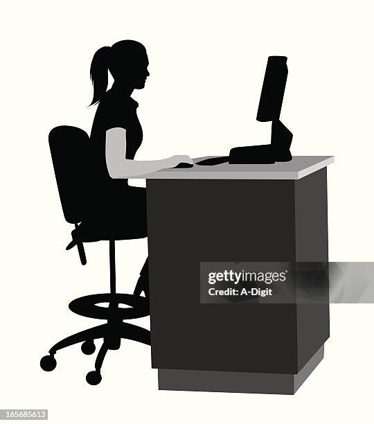 work station vector silhouette - person using screen reader stock illustrations