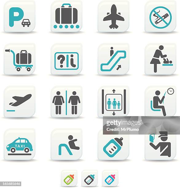 stockillustraties, clipart, cartoons en iconen met airport icons | simicoso collection - liften