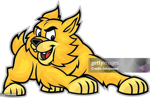 wildcat-maskottchen - wildkatzenart stock-grafiken, -clipart, -cartoons und -symbole