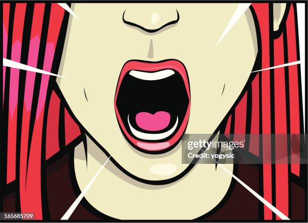 stockillustraties, clipart, cartoons en iconen met shouting loudly - schreeuwen