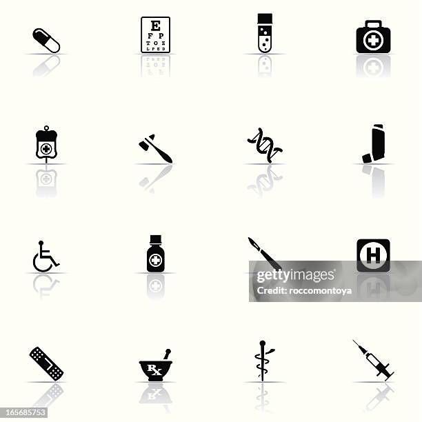 bildbanksillustrationer, clip art samt tecknat material och ikoner med icon set, medicine and science - reflexhammare