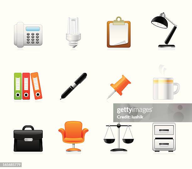 hola icons - office - fluorescent light stock illustrations