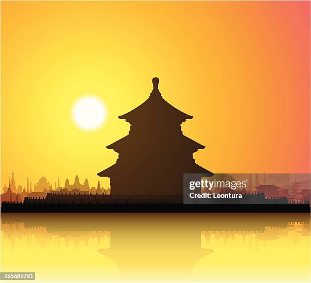 temple of heaven (china) - temple of heaven stock illustrations