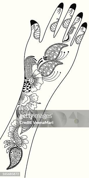 mehandi designs with hand. - rangoli background stock illustrations