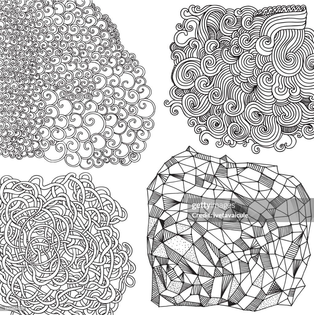 Reihe von abstrakten doodle Muster, isoliert auf weiss