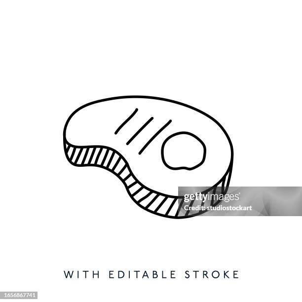beef line icon editable stroke - raw beef stock illustrations