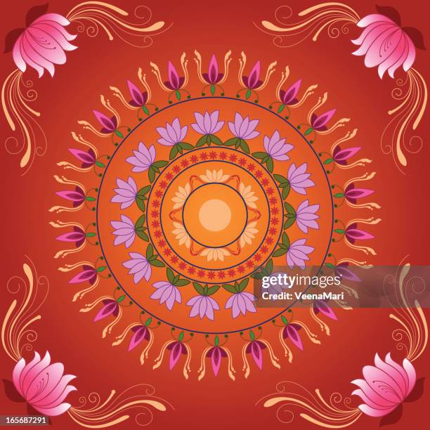 lotus rangoli design. - rangoli vector stock illustrations