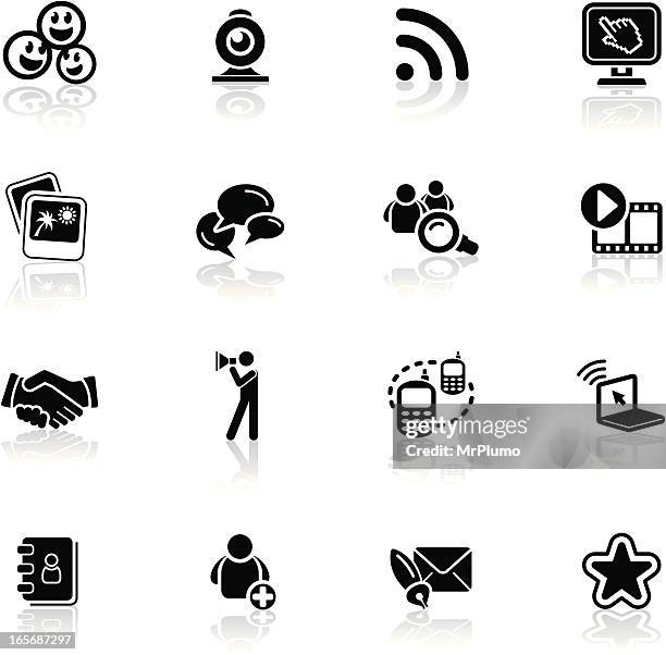 stockillustraties, clipart, cartoons en iconen met deep black series | social networking icons - wappen