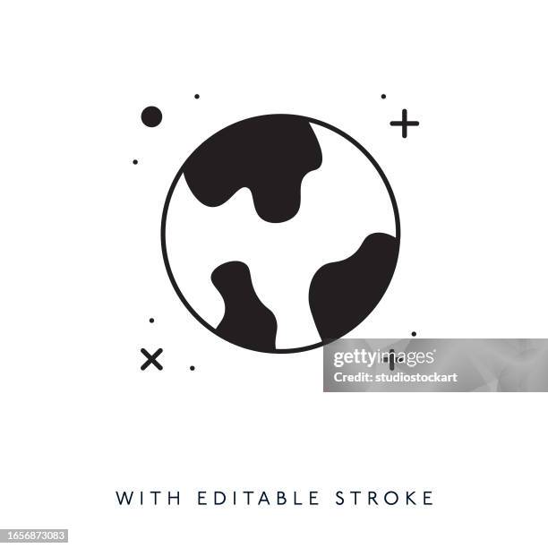 stockillustraties, clipart, cartoons en iconen met planet earth line icon editable stroke - equator line