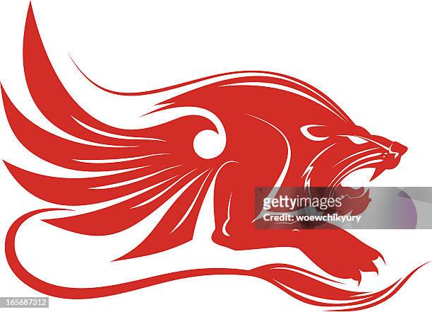 myth lion - lion tattoo stock illustrations