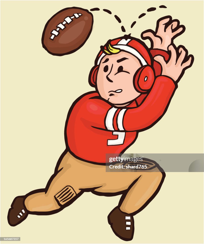 Vintage Illustration of Football Player Missing Catch
