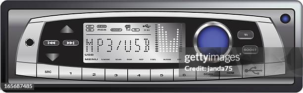 ilustraciones, imágenes clip art, dibujos animados e iconos de stock de moderno de audio - equipo de música de coche