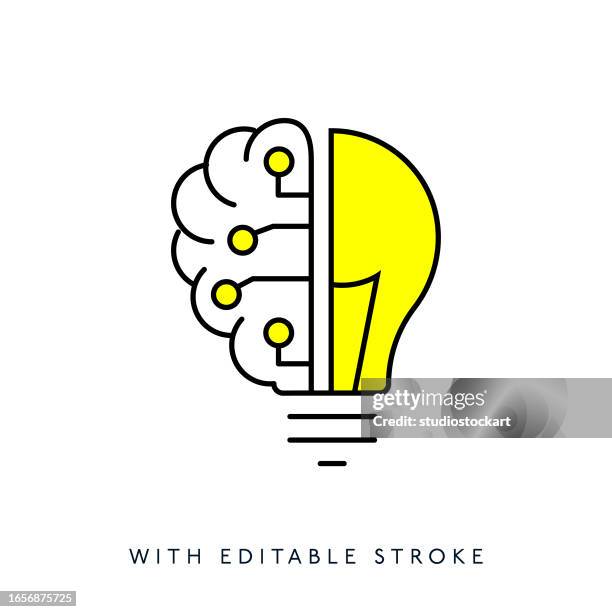 artifical intelligence line icon, editable stroke - light sensor stock illustrations
