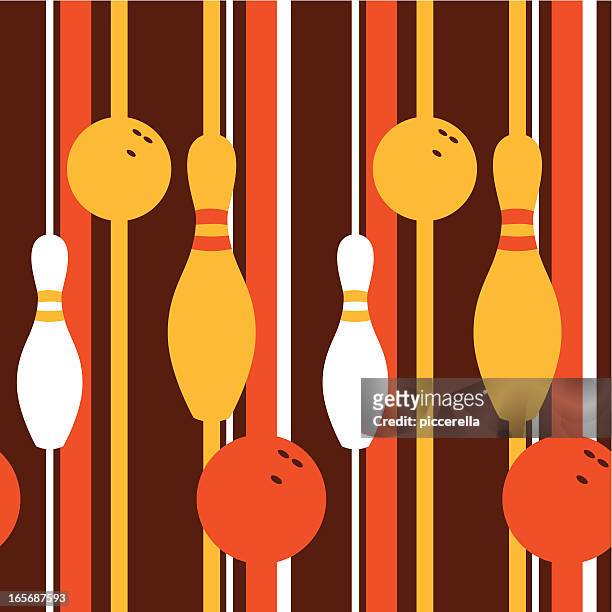 a retro seamless pattern with a bowling theme - ten pin bowling 幅插畫檔、美工圖案、卡通及圖標