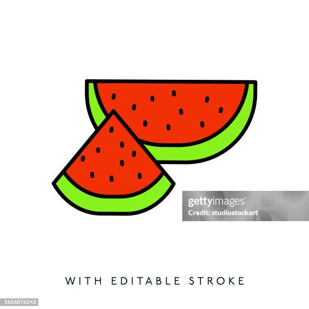 stockillustraties, clipart, cartoons en iconen met watermelon line icon, editable stroke - lijnenspel