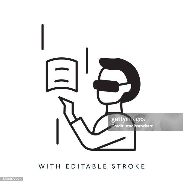 virtual reality glasses line icon. editable stroke - virtual learning disability stock illustrations
