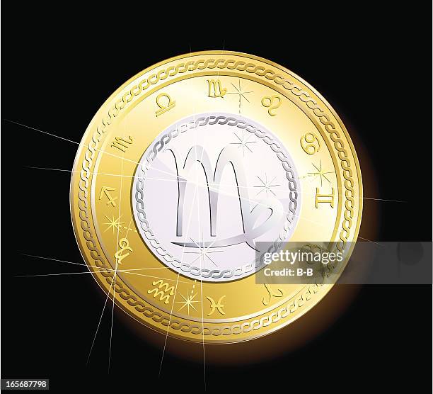 coin zodiac-virgo - virgo symbol stock illustrations