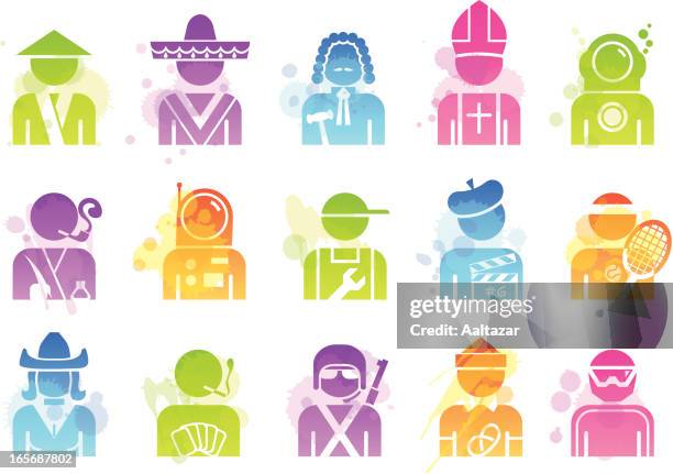 stains icons - professions - pope stock illustrations