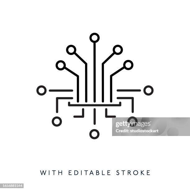 artificial intelligence technology line icon. editable stroke - robotics engineer stock illustrations