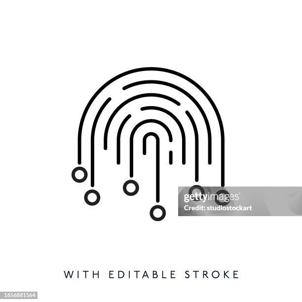 fingerprint impression line icon editable stroke - thumb impression stock illustrations