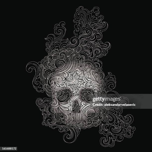 ilustraciones, imágenes clip art, dibujos animados e iconos de stock de cráneo con se desplaza - skull tattoos