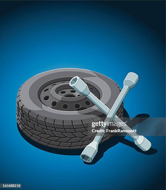 car tire change - spare tyre stock illustrations