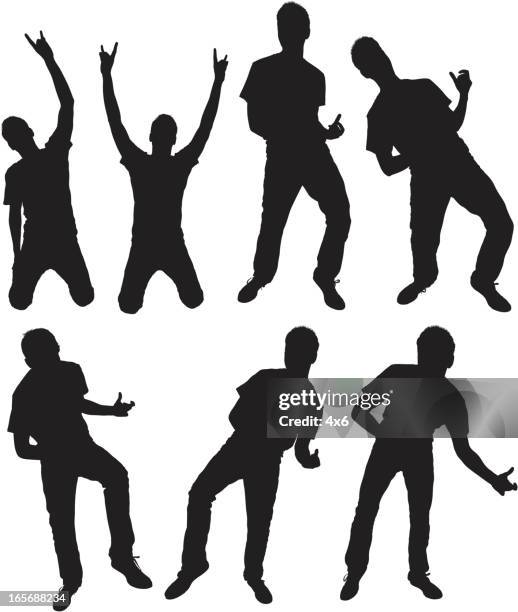 man playing air guitar - air guitar stock illustrations