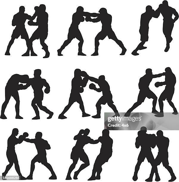 boxers in action - boxing punch stock illustrations