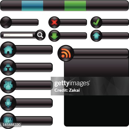 Internet Site Buttons and Elements | Glossy Black Internet Site Buttons and Elements | Glossy Black