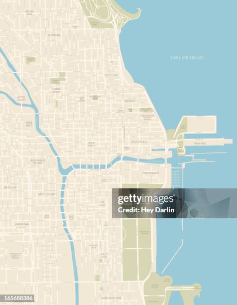 karte der innenstadt von chicago - chicago loop stock-grafiken, -clipart, -cartoons und -symbole