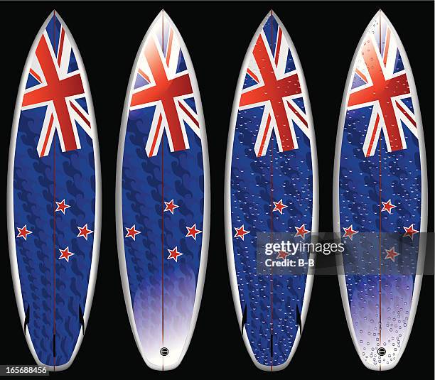 surfing-new zealand - new zealand beach surf stock illustrations