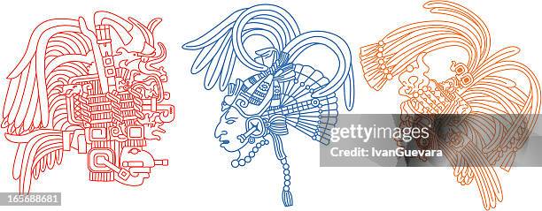 maya heads 1 - archäologie stock-grafiken, -clipart, -cartoons und -symbole