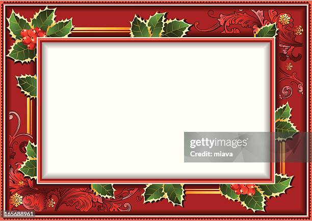 background-frame with the leaves of holly - vignette stock illustrations