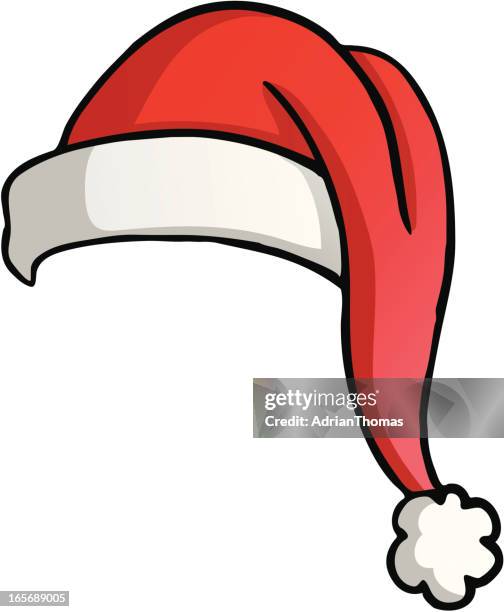 illustrazioni stock, clip art, cartoni animati e icone di tendenza di fumetto di babbo natale cappello - cappello da babbo natale